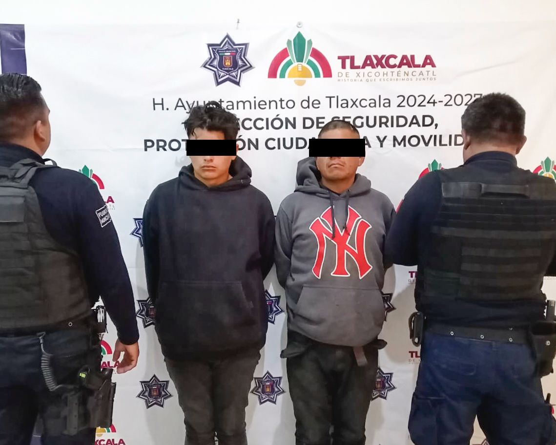 Detiene Policía de Tlaxcala de Xicohténcatl a dos individuos por alterar el orden en la colonia Miraflores